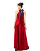 SATIN PLEATED SLEEVELESS TOP - RED