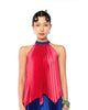 SATIN PLEATED SLEEVELESS TOP - PINK