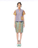 CHECKERED MIX BATIK MANDARIN COLLAR BLOUSE WITH SIDE SLIT AND PATCH POCKET - MULTI1