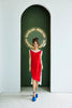 V-NECK BIAS DRESS - RED