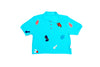 CROPPED POLO T WITH PATCHES - TURQUOISE