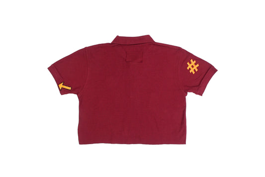 CROPPED POLO T WITH PATCHES - MAROON