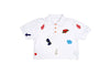 CROPPED POLO T WITH PATCHES - WHITE