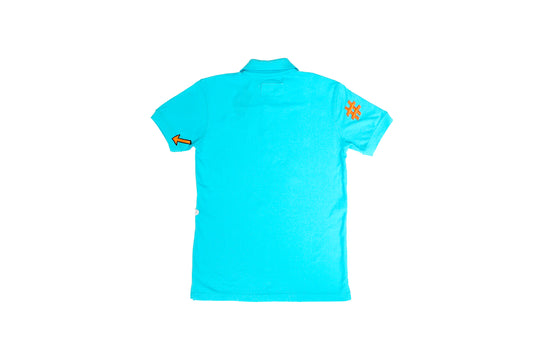 FULL LENGTH POLO T WITH PATCHES - TURQUOISE