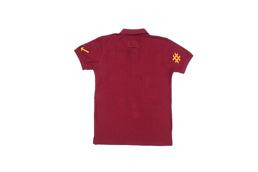 FULL LENGTH POLO T WITH PATCHES - MAROON