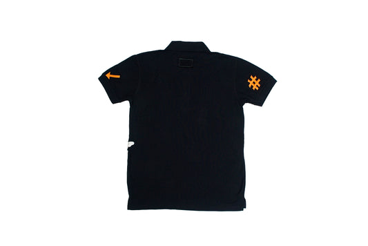 FULL LENGTH POLO T WITH PATCHES - BLACK