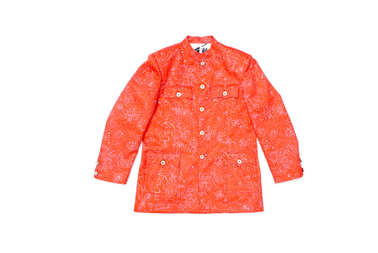 WHITE DOODLE MONSTERS JACKET - SALMON