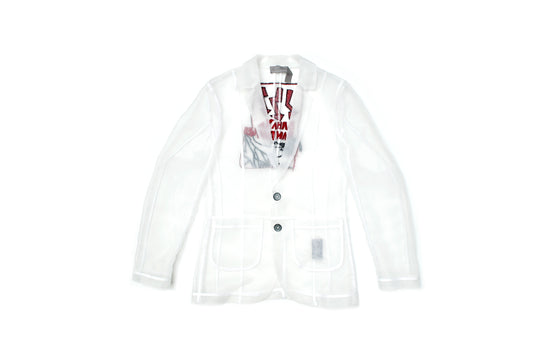ORGANZA JACKET WITH EMBROIDERED DETAILS AT THE BACK - WHITE