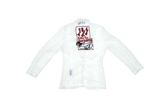 ORGANDY JACKET WITH EMBROIDERED DETAILS AT THE BACK - WHITE