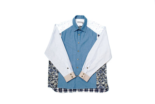 DENIM WITH BATIK PANEL SHIRT - MULTI