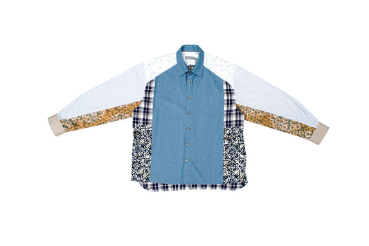 DENIM WITH BATIK PANEL SHIRT - MULTI