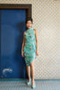 ASYMMETRICAL CHEONGSAM - TEAL SEQUIN - TEAL