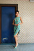 ASYMMETRICAL CHEONGSAM - TEAL SEQUIN - TEAL