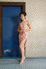 ASYMMETRICAL CHEONGSAM - ORANGE BRACKET - BEIGE