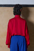 MANDARIN COLLAR PUFFY SLEEVE SHIRT- RED