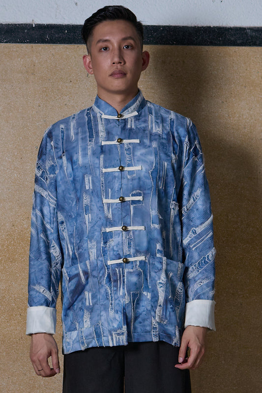CLASSIC MANDARIN JACKET - BLUE