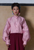 MANDARIN COLLAR PUFFY SLEEVE SHIRT - LIGHT PINK