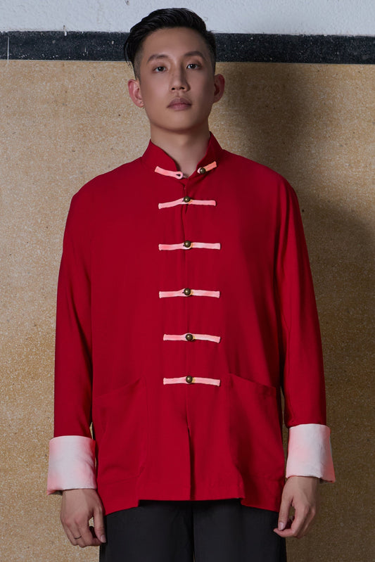 CLASSIC MANDARIN JACKET - RED