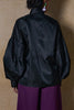 MANDARIN COLLAR PUFFY SLEEVE SHIRT- BLACK