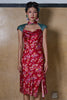 BIAS COWL NECKLINE CHEONGSAM - RED