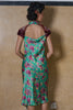 BIAS COWL NECKLINE CHEONGSAM - TURQUOISE