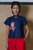 MANDARIN COLLAR TOP - BLUE