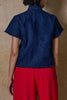MANDARIN COLLAR TOP - BLUE