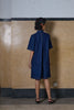 STRAIGHT CUT DRESS WITH PLEATED BACK - DARK BLUE