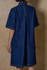 STRAIGHT CUT DRESS WITH PLEATED BACK - DARK BLUE