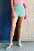 HIGH WAISTED SHORTS - TEAL CHECKERED - TEAL