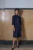 JACKET DRESS WITH PLEATED WAIST- NAVY