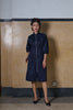 JACKET DRESS WITH PLEATED WAIST- NAVY