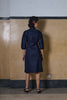 JACKET DRESS WITH PLEATED WAIST- NAVY