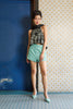 HIGH WAISTED SHORTS - TEAL CHECKERED - TEAL