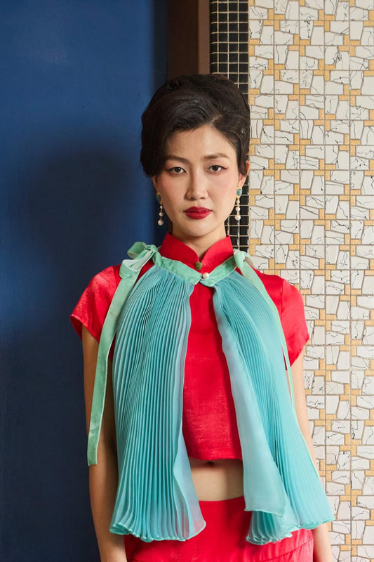 PLEATED VEST - TEAL