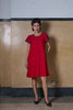 COLLARLESS A-LINE DRESS - RED