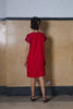 COLLARLESS A-LINE DRESS - RED