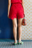 HIGH WAISTED SHORTS - RED LACE - RED