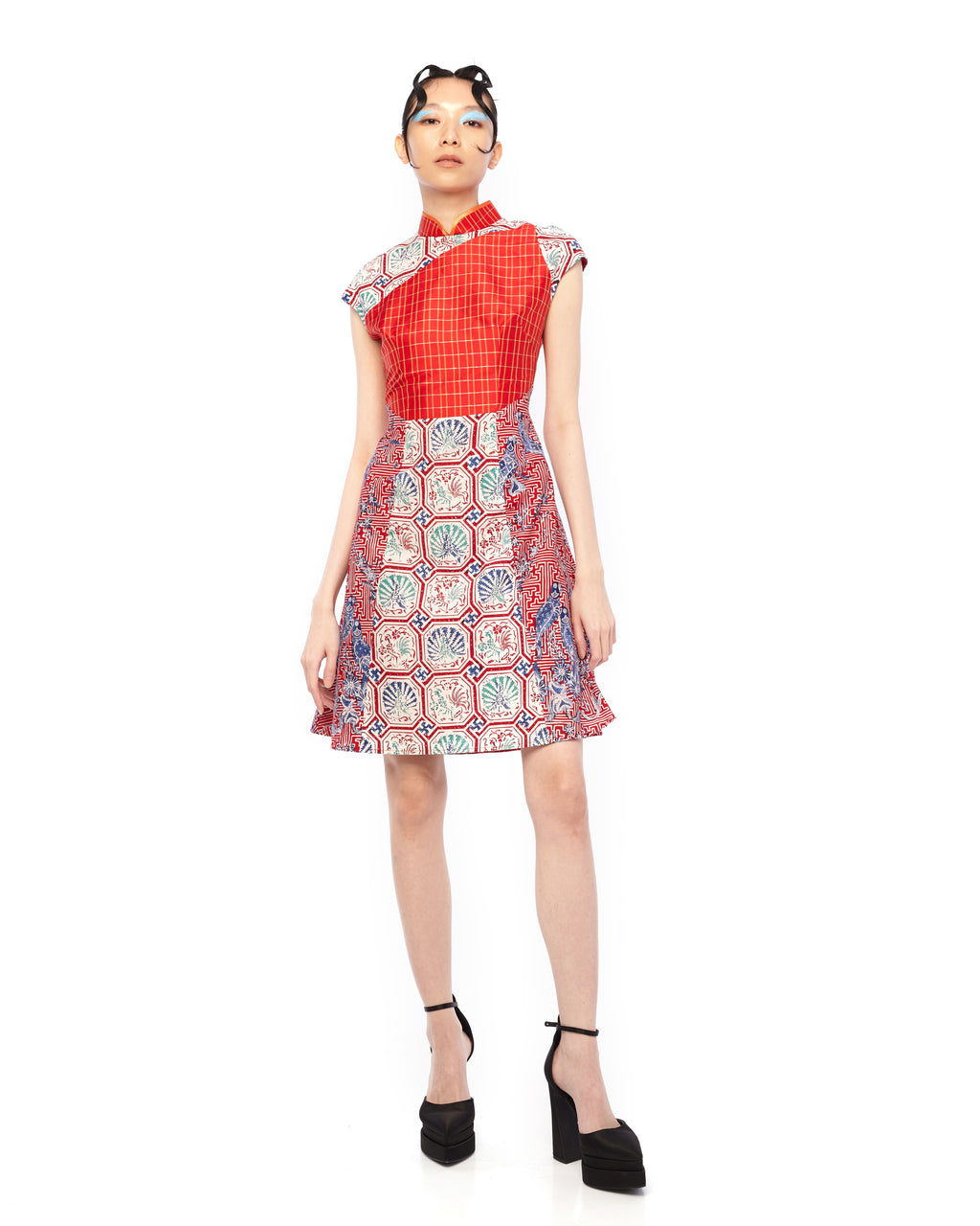 ASYMMETRICAL FITTED A LINE CHEONGSAM DRESS CHECKS - RED Melinda Looi - Official Website ASYMMETRICAL FITTED A LINE CHEONGSAM DRESS CHECKS - RED Melinda Looi - Official Website