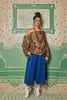 BROWN BATIK WITH 'KAWAN' ORANGE SILK SCREEN PRINT AND ORANGE RIB KNIT - JUMPER WITH HEM RIB KNIT - ORANGE