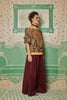 BROWN BATIK WITH 'KAWAN' ORANGE SILK SCREEN PRINT AND ORANGE RIB KNIT - JUMPER WITH HEM RIB KNIT - ORANGE