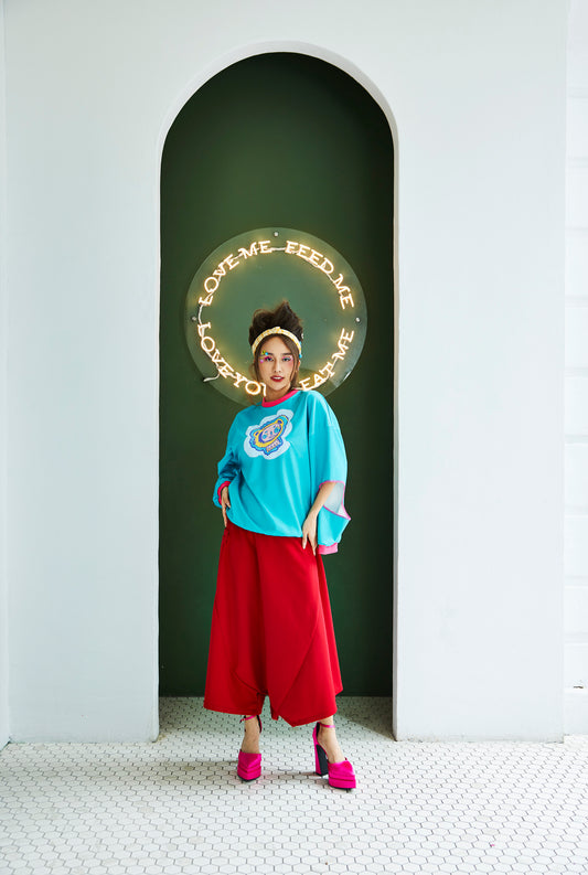 CUT OUT SLEEVE JUMPER - TEAL