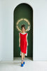 V-NECK BIAS DRESS - RED