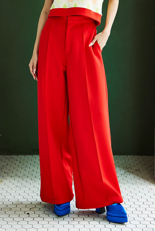 STRAIGHT CUT PANTS - RED