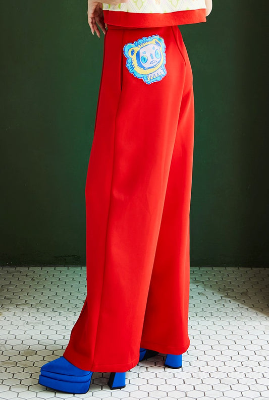 STRAIGHT CUT PANTS - RED