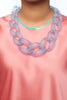 ARC ARCYLIC TRANSPARENT CHUNKY NECKLACE WITH BACK HOOK OPENING - LIGHT BLUE