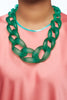 ARC ARCYLIC TRANSPARENT CHUNKY NECKLACE WITH BACK HOOK OPENING - DARK GREEN